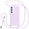 Jrkvniv Cover con Cordino per Samsung Galaxy A14 5G, Custodia con Laccio Collana Tracolla Collo Silicone Antiurto TPU Opaca Protettiva Case per Samsung A14 5G 6.6,Viola