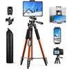 MACTREM Treppiede Smarthphone, Nuovo 165cm/65in Treppiedi Fotocamera Cavalletto Smartphone per iPhone/Samsung/Huawei/iPad/Reflex, Cavalletto Telefono con Supporto Telefono e Telecomando Bluetooth,Arancio