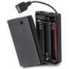 TECHZOCO Porta batterie con interruttore on/off, supporto batteria AA, scatola batteria, porta batterie, cavo USB femmina, tensione totale 4,5 V (1,5 V per batteria), adatto per 3 batterie LR6 AA
