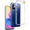 REY Pack 3X Cover in Gel TPU Trasparente per XIAOMI REDMI 10 5G - XIAOMI REDMI Note 11e - XIAOMI Poco M4 5G, Ultra Sottile 0,33 mm, Morbido Flessibile, Custodia Silicone