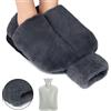 Edonkvi Scaldapiedi Borsa Acqua Calda, 2 in 1 Scaldapiedi Peluche Morbido con Tasca, Lavabile Scalda Piedi non Elettrico, Stitch Borse Acqua Calda Grande Pantofole Riscaldate per Uomo Donna Bambini