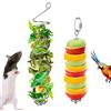 BOXOB 2pz Giocattoli Arricchimento Ratti, Porta Cibo Uccelli Acciaio Inossidabile Mangiatoia Pappagalli Lenta Sospesa Frutta Verdura Come Accessorio Gabbie Giocattolo Puzzle Roditori Topi(Argento)