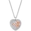 Engelsrufer Collana da donna in argento sterling e ciondolo a forma di cuore, bicolore in argento e oro rosa, con 58 zirconi, regolabile in tre lunghezze, lunghezza: 60 cm, Länge 50 + 5 + 5 cm,