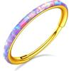 BodyBonita Anelli da Piercing Naso a Cerchio Con Cerniera Lato Viola Opale - 20G Acciaio Chirurgico 316L Anelli per Setto per Donne Conch Elica Daith Piercing 8mm Oro