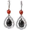 Jade of Yesteryear Orecchini pendenti in vero argento 925 ossidato look vintage giada nero e arancione per donna
