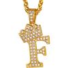 Suplight Collana Donna con Iniziale F e Corona Placcata Oro 18K, Ciondolo con Lettera F e Zirconi Cubici su Catena Acciaio Inossidabile 56cm
