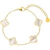 Collenatsy Bracciale da donna con quadrifoglio in oro 18 carati, elegante braccialetto portafortuna come braccialetto dell'amicizia, impermeabile, regolabile, [16 cm bis 21 cm], Platino