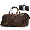 LUUFAN Borsa porta abiti in pelle di grande capacità, borsa da viaggio con scomparto per scarpe, da uomo e donna, convertibile, organizer da appendere per viaggi d'affari, marrone