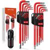 GETLITOOL Set 18PZ Chiavi a Brugola a T Lunghe T10-T50 con Maniglia di Coppia Chiavi Esagonali Combinate Include 9PZ Chiavi Torx e 9PZ Chiavi Metrico per Fai da Te Riparazione Bici - Rosso