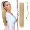 FESHFEN Posticci per capelli Extension Coda Di Cavallo Capelli Lunga Estensione Capelli Sintetici Coda Capelli Extensions per Donna 60cm, Bionda Gloden