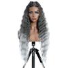 FASHION IDOL Parrucche ricce frontali 31" lunghe sintetiche naturali ondulate ad acqua per donne nere Ombre Brown con parrucca in pizzo HD tipo E