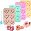 TNSLAND 4 Pezzi Stampo in Silicone per Dolci- Ciambella Stampo Antiaderente con Pennello da Cucina, Mini Donut Stampi da Forno, Stampi Silicone per Bagel, Torte, Muffin e Panini