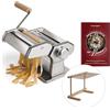 Springlane Kitchen SPRINGLANE Macchina per pasta manuale Nonna, acciaio inossidabile, macchina per pasta con ricettario, asciuga pasta e 3 accessori da taglio per spaghetti, lasagne, tagliatelle (Argento)