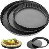 GBACHOOSE 3 stampi per torte con fondo sollevatore, rivestimento antiaderente per quiche, 22/26/30 cm, in acciaio al carbonio per torte e torte