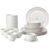Bayt Servizio piatti 6 persone, set piatti moderni, 30 pezzi, Bianco | Porcellana con ciotole, tazze da caffè e piattini, adatta a lavastoviglie, microonde, forno e freezer, senza decori