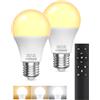 BrightArk Lampadina LED E27 con Telecomando, Lampadina E27 Dimmerabile, Lampadine LED da 9W, 3 Temperature di Colore 3000K-6000K, Lampadine Telecomandate con Funzione di Temporizzazione e Memoria