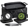 Stone&Stone Bistecchiera Induzione 47 cm Rettangolare, Piastra Grill Induzione BBQ Antiaderente con Rivestimento Ceramico Tedesco, Fondo Acciaio Pieno, con Pinza, Gas e Forno, Senza PFAS PFOA PTFE