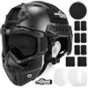 HANSTRONG GEAR Casco e maschera tattica per softair e paintball, nero, tipo PJ, con occhiali regolabili staccabili, protezione integrale per softair, maschera integrale