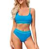 TcIFE Costume da Bagno Donna Due Pezzi - Set di Bikini Vita Alta Sexy con Push Up, Vestiti Mare Donna da Spiaggia Blu L