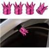 JNNJ 4 Pezzi Tappi Antipolvere Pneumatici Auto Tappi Valvola Pneumatici Crown, Tappi Universali Degli Steli Lega Alluminio Auto, Tappo Valvola Pneumatico Auto Stelo Valvola Pneumatici(Rosa)