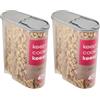 keeeper Contenitore per Alimenti Secchi Jean, Coperchio Ripiegabile, 5 L, Polipropilene, 24 x 11,5 x 30,5 cm, Nordic Grey (Grigio) (Confezione da 2)