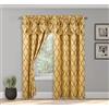 Elegant Comfort Set di 2 tende effetto jacquard con mantovana a cascata attaccata, 137 x 213 cm, motivo quadrifoglio, oro