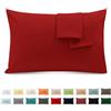 Poligino Federe Cuscini Letto Matrimoniale Cotone 50x80 cm 2 PCS, Set 2 Federe Certificato Oeko-TEX in Premium Cotone 110GSM, Morbida e Traspirante, Ipoallergenica -Rosso