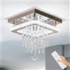 FRIXCHUR | Plafoniera Quadrata in Cristallo | Lustro Moderno con Telecomando LED | Regolabile in Intensità (Dimmabile) | Per Sala da Pranzo, Camera, Soggiorno e Corridoio | Classe Energetica E