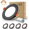BAGZY 4x Faretti LED da Incasso, 15W Equivalenti a 120W,1200LM,AC 220-240V,Bianco Caldo 3000K,Ritaglio Ø 140-150mm,IP44,Faretto da Soffitto Ultra Piatto per Camera da Letto Bagno Cucina(Nero)