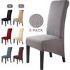 BalladHome Coprisedie Fodere per sedie XL con Schienale 2 pezzi Rimovibile Lavabile Coprisedili per sedie da pranzo Coprisedia elasticizzata per sala da pranzo, Casa, Nozze Decor (Grigio, 2Pezzi)-XL