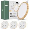LVL Faretto da incasso a LED, piatto, 230 V, 8 W, non dimmerabile, 3000 K/4000 K/6000 K, diametro foro 50 - 110 mm, per bagno, cucina (venature del legno, 4 pezzi)