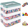 JMIATRY Scatole Plastica con Coperchio per Lego 30,5 x 23 x 32,5 cm, 3 Strati Trasparenti Scatola per Scomparti, Contenitori Mattoncini Impilabili Per riporre piccoli oggetti