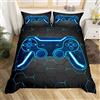 Homemissing Set di biancheria da letto per bambini, ragazzi e ragazze, con controller gamer, blu, 2 pezzi, 1 copripiumino e 2 federe, per letto matrimoniale