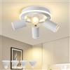 MYCUL Faretti led soffitto a 4 fiamme orientabili,plafoniera rotonda con bagliore inferiore 22W+4x5W spot GU10,faretti soffitto bianco caldo 3000K,lampada soffitto modern,faretto per cucina,soggiorno bianco