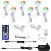 AIBOO Lampada da incasso RGB da cucina a LED con telecomando, rotonda, per armadio, dimmerabile, per vetrine, TV, scaffali, armadio, camera da letto, sala giochi (6)