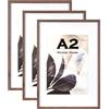 Scholartree Cornice portafoto in legno di noce, formato A2 (42 x 59,4 cm), con passepartout, set da 3, supporto per foto o certificati A3, montaggio a parete
