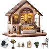 CUTEROOM Casetta in miniatura fai da te in legno - Kit da modellino da panetteria, ideale per adulti e bambini come decorazione per la casa, kit in miniatura (Leisurely Bakery)