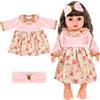 CHONGQILAO Vestiti per Bambole per New Born Baby Doll, Vestiti Bambole Reborn Femmina, Vestiti per Bambola Vestito per Bambole Reborn con Fascia per Capelli, Set Bambolotti Accessori per Bambole 35-45 cm