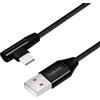 LogiLink CU0138 USB 2.0 Kabel AM / USB-C M, angled, schwarz, 1m