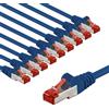 goobay 65970 Cavo di rete CAT6 in set/cavo patch schermato S/FTP/CU Ethernet, PiMF, LSZH/Cat 6 da 10 Gbit/blu/10 x 1 m