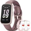 BOALZETD Smartwatch Donna Uomo, 1,47'' Orologio Smartwatch Piccolo con 24/7 Cardiofrequenzimetro, Sonno, Contapassi, Orologio Fitness Resistente 3 ATM Include 3 Cinturini per Android iOS, Oro rosa/Viola fumé