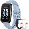 BOALZETD Smartwatch Donna Uomo, 1,47'' Orologio Smartwatch Piccolo con 24/7 Cardiofrequenzimetro, Sonno, Contapassi, Orologio Fitness Resistente 3 ATM Include 3 Cinturini per Android iOS, Nero/Blu