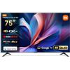 XIAOMI TV A Pro 75, 75 pollici (190 cm), 4K UHD QLED, Smart TV, Google TV, Triple Tuner DVB-C/S/S2/T/T2,HDR10+, Modalità Game Boost 120Hz, MEMC, Controllo Vocale, 2GB+8GB, Apple Airplay & Google Cast