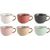 H&H Set di 6 Tazze Colazione Dots 510 cc - Stoneware, Colori Assortiti, Adatte Lavastoviglie e Microonde, Effetto Bronzo su Manici e Bordi