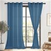 DWCN Tende per Interni in Voile con Fermatenda per Camera da Letto Trasparenti Tende Moderne con Anelli per Soggiorno 2 Pezzi, 140x240 CM, Blu Scuro