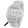 HALUKAKAH Orologio Diamanti Iced Out per Ragazzi Adolescenti - Placcato Platino, Quadrante Quadrato 40mm, Lunghezza 20cm, con Strumento di Regolazione - Scatola Regalo Dorata