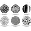 H&H, Set 6 Piatti Mirage in Porcellana Decorata Bianco e Nero - Ø 19 cm - Lavabili in Lavastoviglie e Utilizzabili in Microonde e Forno Tradizionale