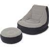 Intex 68564NP, Poltrona Lounge 102 x 137 x 79 cm, con Poggia Piedi 64 x 28 c, Grigio/Nero, Tinta Unita