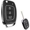 Hukneqn Hyundai Guscio Chiave Auto Compatibile con i10 i20 i30 i40 ix20 ix30 ix25 ix35 ix45 ix55, 3 Tasti Telecomando Ricambio Cover