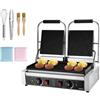 VEVOR Griglia Elettrica per Panini 3600W, Piastra per Panini Sandwich Piastra Smaltata Scanalata 48,5x23 cm, Piastra Doppia in Acciaio Inox, Controllo della Temperatura, per Hamburger, Bistecche